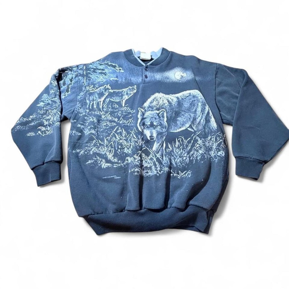 0219 Vintage Wolves Sweatshirt with Pockets
